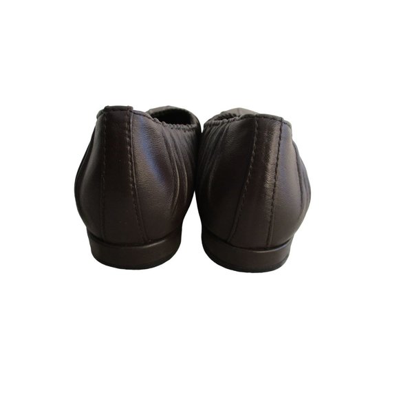 *David Tate Brown Leather Flats Pleated Slip-ons Signature Padded Insoles - Picture 8 of 8